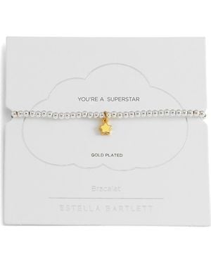 Estella Bartlett Puffed Star Sienna Beaded Stretch Bracelet - White