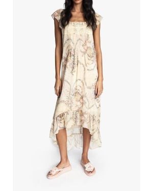 Anna Sui Spirit Bloom Chiffon Ruffle Dress - Natural