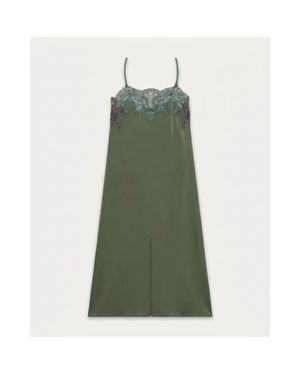 Fortela Alizée Embroidered Silk Dress - Green