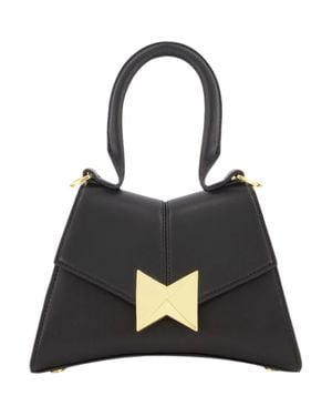 Mac Duggal Hardware Detail Angular Mini Leather Handbag - Black
