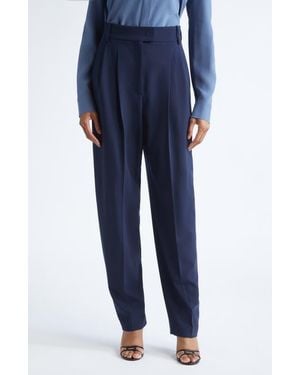 Michael Kors Chase High Waist Wool Tapered Pants - Blue
