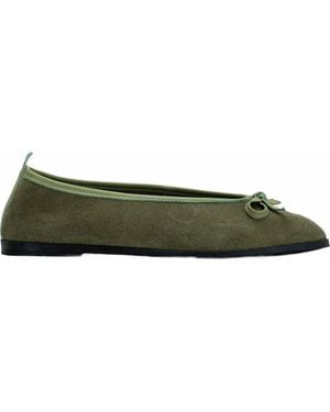Forever & Always Shoes Freya Leather Ballerina Flats - Green