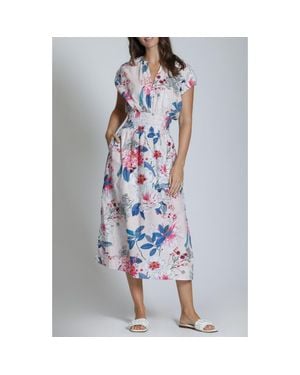 Apny Floral Print Midi Dress - Blue