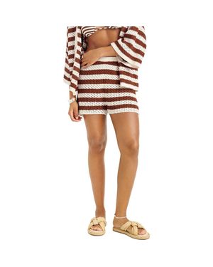 Vitamin A Marea Stripe Cotton Pointelle Shorts - White