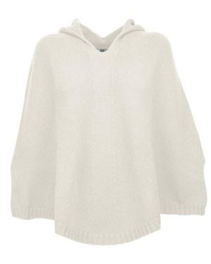 Monticelli Cashmere Pure Cashmere Hooded Poncho - White
