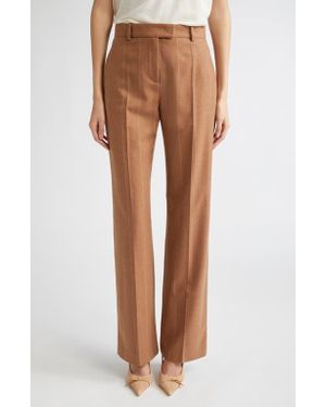 Eleventy Pinstripe Wool Straight Leg Pants - Brown