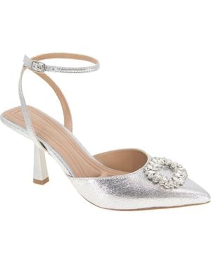 BCBGMAXAZRIA Ipany Ankle Strap Metallic Pump - White