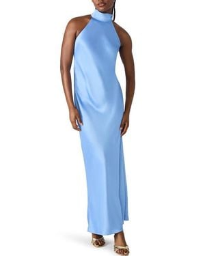 Steve Madden Lara Satin Bias Cut Maxi Dress - Blue