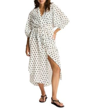 Sea Level Dottie Long Sleeve Cover-Up Dress - Multicolor