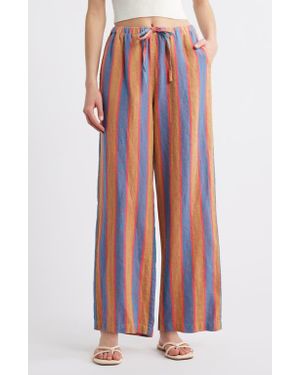 Rails Emmie Stripe Linen Drawstring Pants - Red