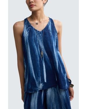 Luukaa Harper Batik-Effect Muslin Top - Blue