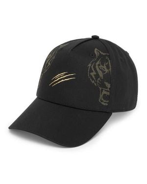 Philipp Plein Baseball Cap Tiger Adjustable Strap - Black