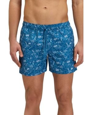 Sundek Print Swim Trunks - Blue