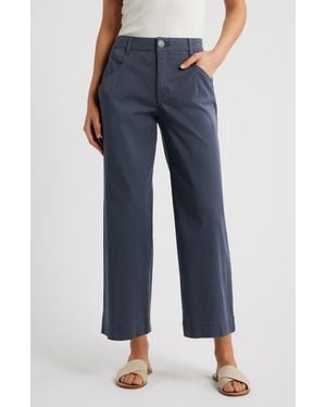 Wit & Wisdom Wyatt Skyrise Crop Wide Leg Twill Pants - Blue