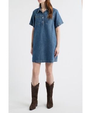 Rag & Bone Hayley Short Sleeve Denim Dress - Blue