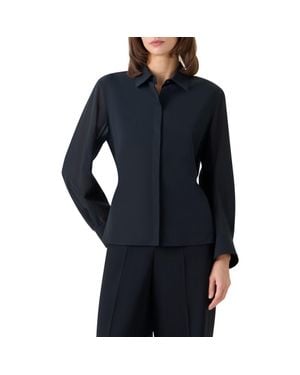 Akris Drawstring Cotton Voile Button-Up Shirt - Black
