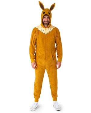 Opposuits Pokémon Eevee Hooded Long Sleeve Fleece Jumpsuit - Orange