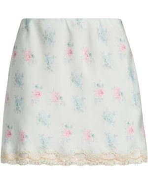 LoveShackFancy Bernes Floral Print Lace Layered Maxi Skirt - White