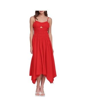 Avec Les Filles Shirred Handkerchief Midi Dress