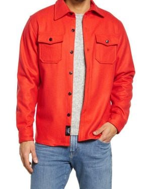 Schott Nyc Cpo Wool Blend Work Shirt - Red