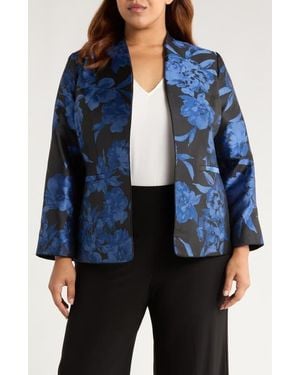 Kasper Floral Kissing Front Jacket - Blue
