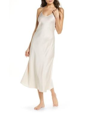 Rya Collection Kiss Appliqué Back Long Satin Nightgown - Multicolor