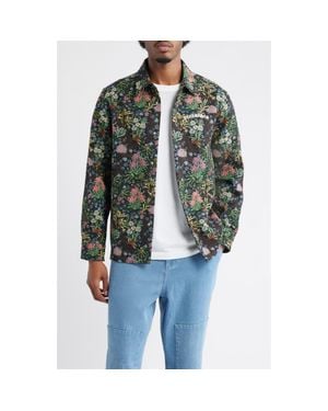 Pleasures Floral Jacquard Snap-Up Overshirt - Green