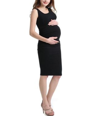 Kimi + Kai Delia Ruched Maternity Midi Dress - Black