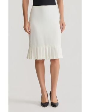 Kasper Pleated Hem Pencil Skirt - White