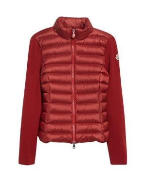 Moncler Virgin Wool-Blend Knit & Down Cardigan - Red