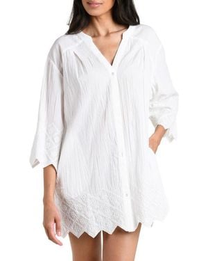 La Blanca Crinkle Collective Cover-Up Minidress - White