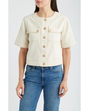 ZOE AND CLAIRE Short Sleeve Cotton Jacket - Natural