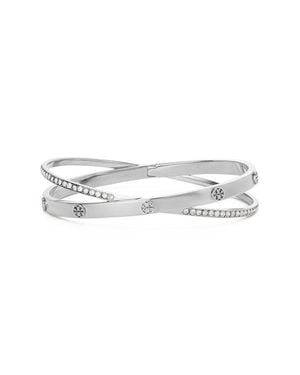 Tory Burch Icon Pave Crossover Bracelet - White