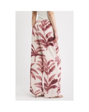 a.ren Isle Palm Tree Print Wide Leg Pants - Pink