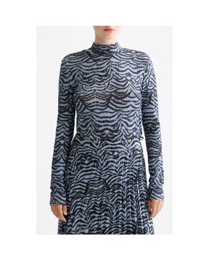 Scotch & Soda Print Mock Neck Top - Blue