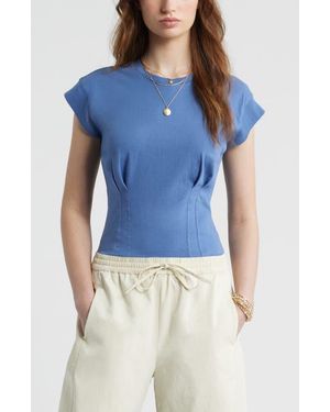 Treasure & Bond Pintuck Cotton T-Shirt - Blue