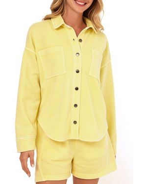 Threads For Thought Blaire Mineral Wash Fleece Shirt Jacket - Yellow