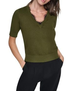 DKNY Lace Trim Sweater - Green