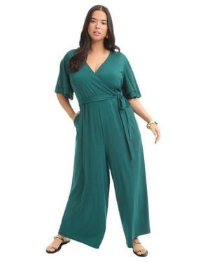 June + Vie Wide-Leg Jumpsuit - Green