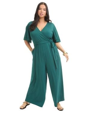 June + Vie Wide-Leg Jumpsuit - Green