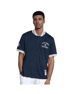 Starter New York Yankees Button-Up Short Sleeve Jacket - Blue