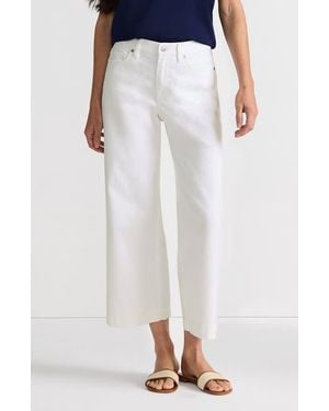 Lands' End Plus Size Denim High Rise Wide Leg Crop Jeans - White