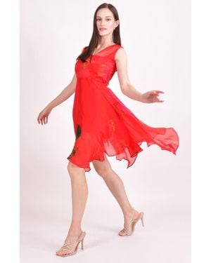Ras Kleo Hand Tie Dye High Low Dress - Red