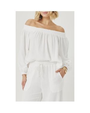 Splendid Ava Off The Shoulder Cotton Gauze Top - Gray