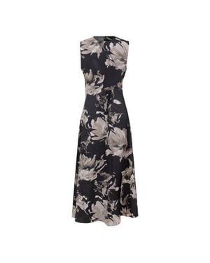 Faves Satin Floral Center Back Invisible Zipper Woven Sweater - Black