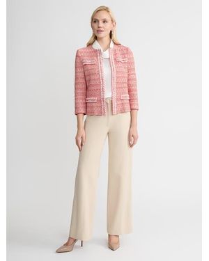 Misook Heritage Whipstitch Trim Knit Jacket - Red