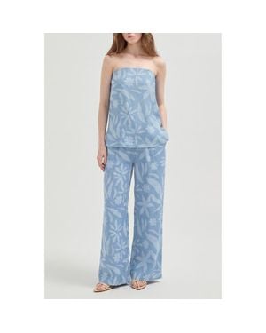 NUAJE NUAJE Rhea Wide-Leg Linen Pant - Blue