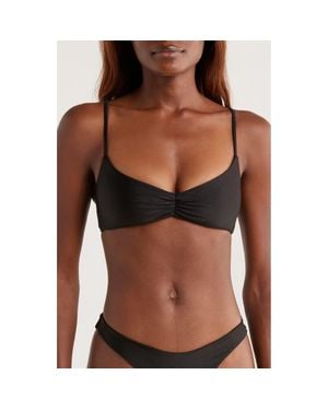 Kulani Kinis Gathered Crop Bikini Top - Black