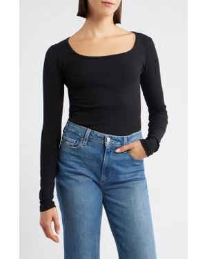 Mavi Square Neck Long Sleeve T-Shirt - Black