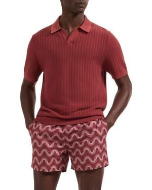 Bugatchi Cruz Print Swim Trunks - Red